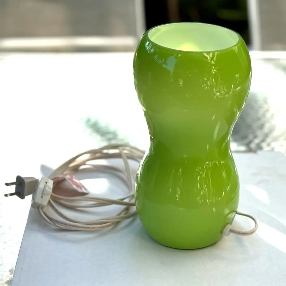 RARE VTG IKEA Kvintant Green Handmade Glass Hourglass Lamp Size 8.25